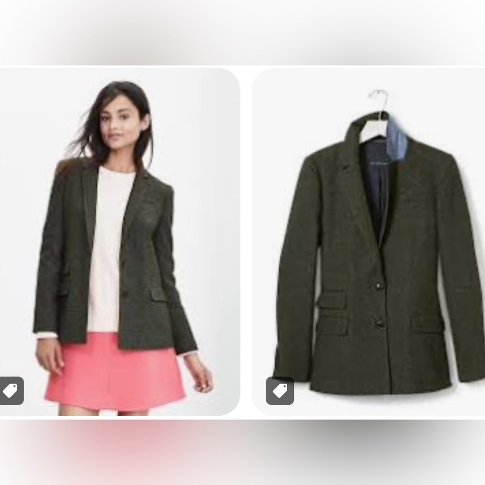 Banana Republic Speckled Olive Hack-ing Jacket Wool Size 0